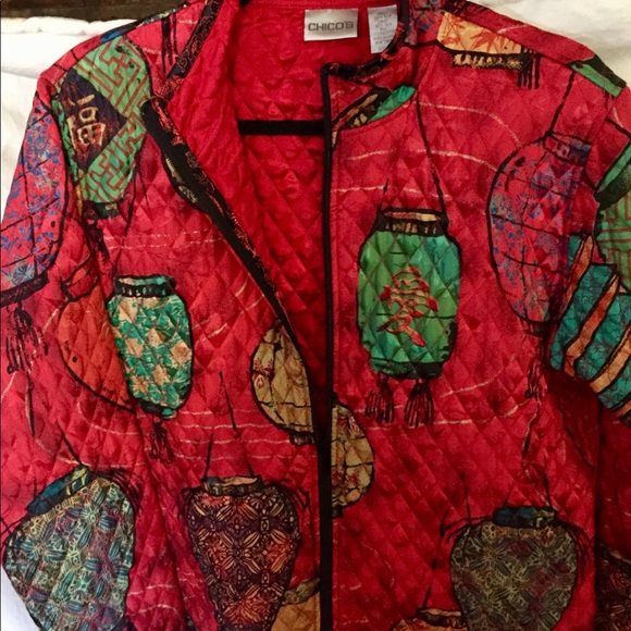💯% SILK CHICOS jacket lanterns, pretty, unique - Picture 2 of 9